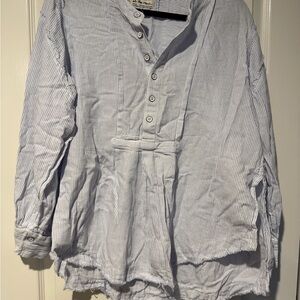 Free People Blue Striped Blouse